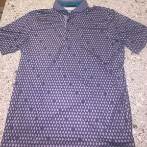 Greyson Golf Polo Shirt Striped Purple Size Large